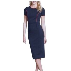 Boden Marianna Ponte Sheath Navy Dress Red Piping Lined Office Women’s Size 4